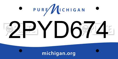 2PYD674 Michigan License Plate