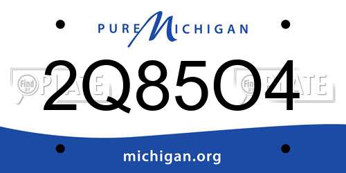 2Q85O4 Michigan License Plate