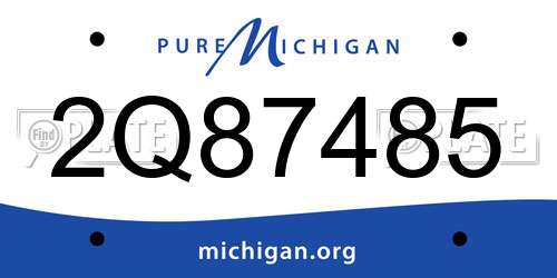 2Q87485 Michigan License Plate
