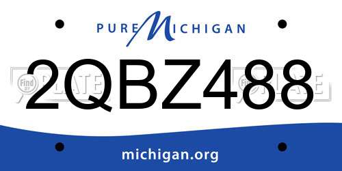 2QBZ488 Michigan License Plate