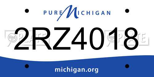 2RZ4018 Michigan License Plate