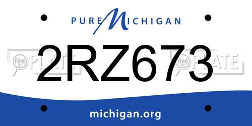 2RZ673 Michigan License Plate