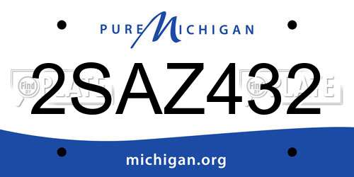 2SAZ432 Michigan License Plate
