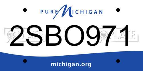 2SBO971 Michigan License Plate