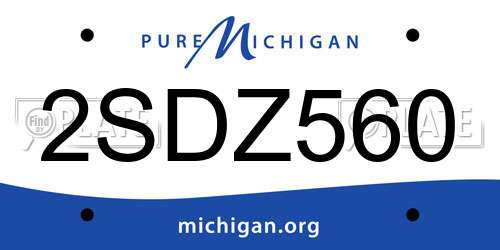 2SDZ560 Michigan License Plate