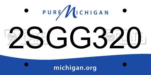 2SGG320 Michigan License Plate