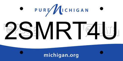 2SMRT4U Michigan License Plate