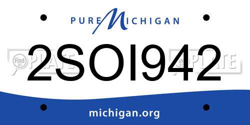2SOI942 Michigan License Plate