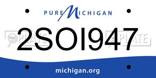2SOI947 Michigan License Plate