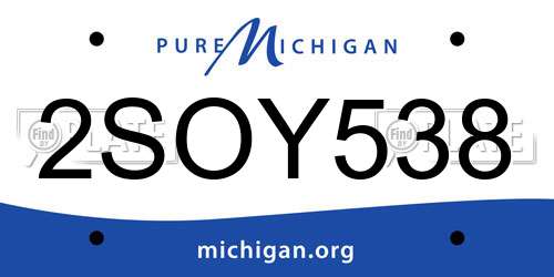 2SOY538 Michigan License Plate