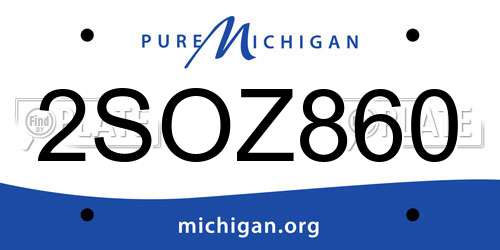 2SOZ860 Michigan License Plate