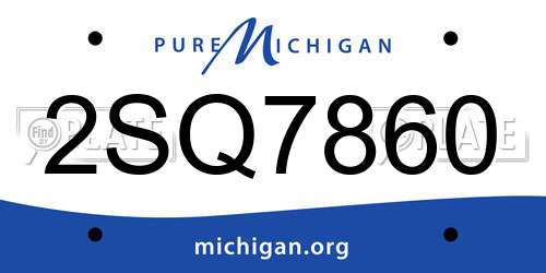2SQ7860 Michigan License Plate
