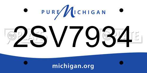 2SV7934 Michigan License Plate