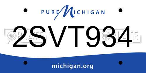 2SVT934 Michigan License Plate