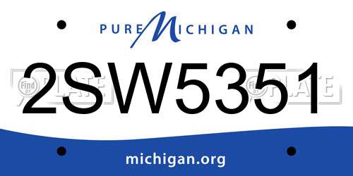 2SW5351 Michigan License Plate