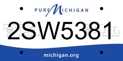 2SW5381 Michigan License Plate