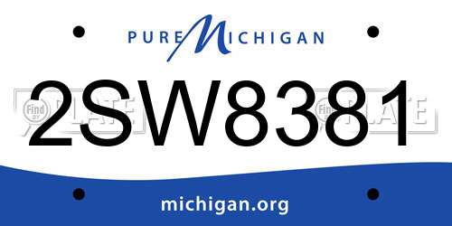 2SW8381 Michigan License Plate