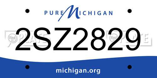 2SZ2829 Michigan License Plate