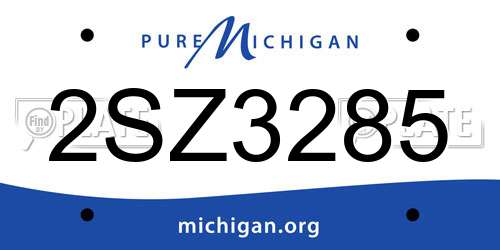 2SZ3285 Michigan License Plate
