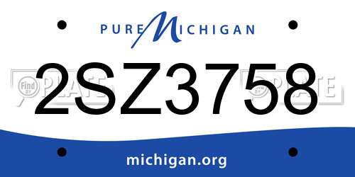 2SZ3758 Michigan License Plate