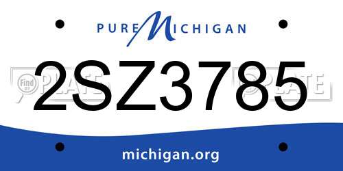 2SZ3785 Michigan License Plate
