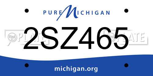 2SZ465 Michigan License Plate