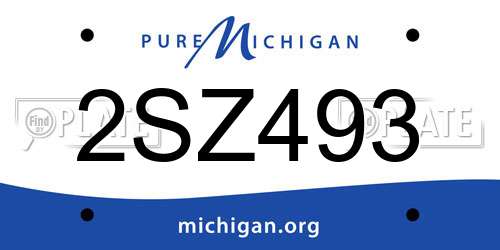 2SZ493 Michigan License Plate