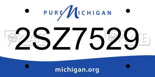 2SZ7529 Michigan License Plate