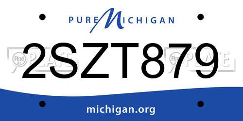 2SZT879 Michigan License Plate