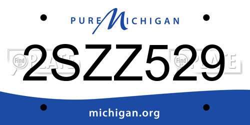 2SZZ529 Michigan License Plate