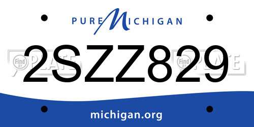2SZZ829 Michigan License Plate