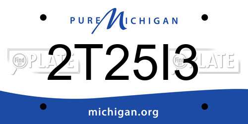 2T25I3 Michigan License Plate