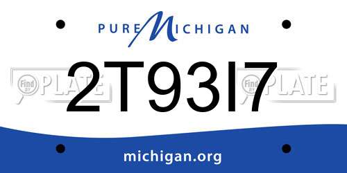 2T93I7 Michigan License Plate