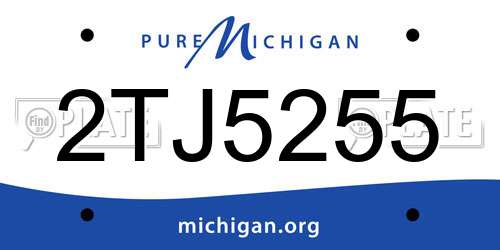 2TJ5255 Michigan License Plate