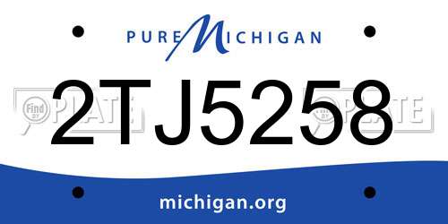 2TJ5258 Michigan License Plate