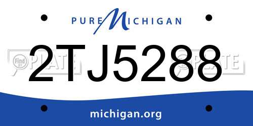 2TJ5288 Michigan License Plate