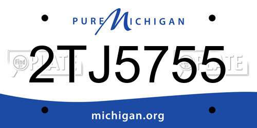 2TJ5755 Michigan License Plate