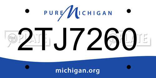 2TJ7260 Michigan License Plate