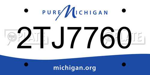 2TJ7760 Michigan License Plate