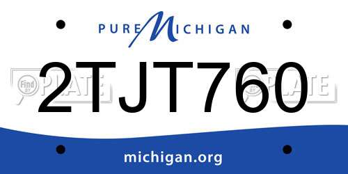 2TJT760 Michigan License Plate