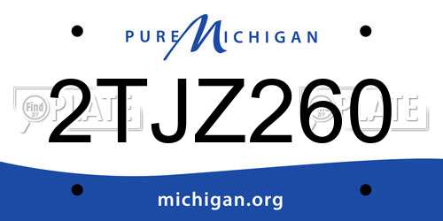 2TJZ260 Michigan License Plate
