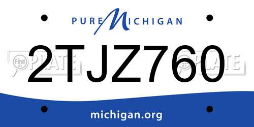 2TJZ760 Michigan License Plate