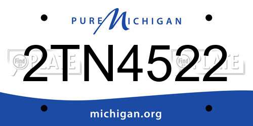 2TN4522 Michigan License Plate