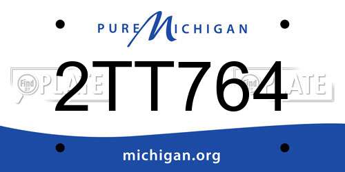 2TT764 Michigan License Plate