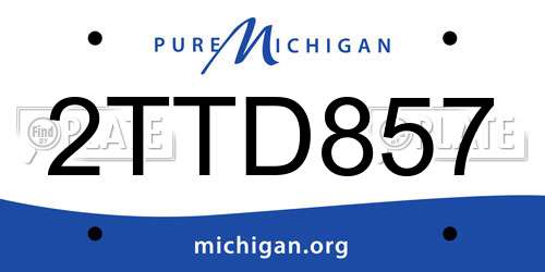 2TTD857 Michigan License Plate