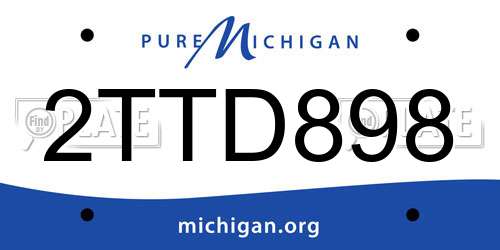 2TTD898 Michigan License Plate