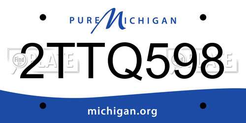 2TTQ598 Michigan License Plate