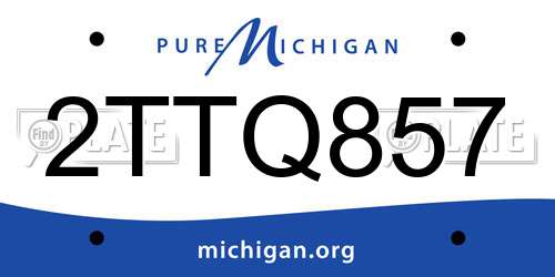 2TTQ857 Michigan License Plate