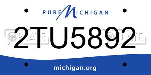 2TU5892 Michigan License Plate