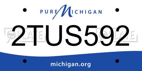 2TUS592 Michigan License Plate